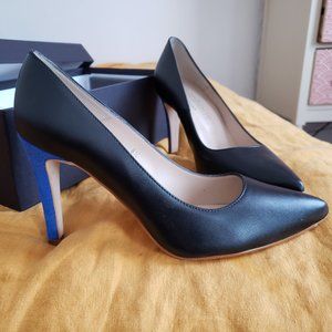 Olsenhaus Vegan Hustle Heels - Black with blue heel